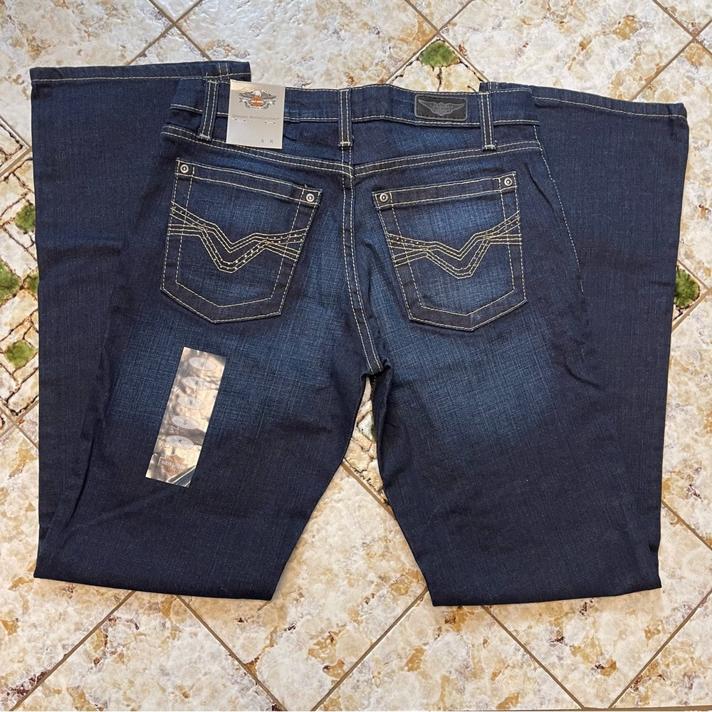 Harley Davidson Women’s Size 6 Regular Mid Rise Boot Cut Jeans - Picture 2 of 5